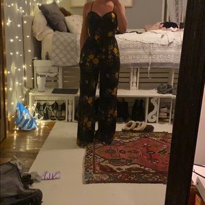 Black floral romper with pockets